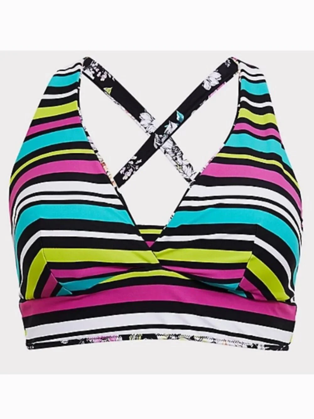 Torrid Floral & Stripe Reversible Bikini Top - Picture 7 of 12